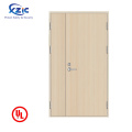 Nature wood veneer fd30 fd60 fd90 fire rated Exit door detail with glass windows and push bar door closer